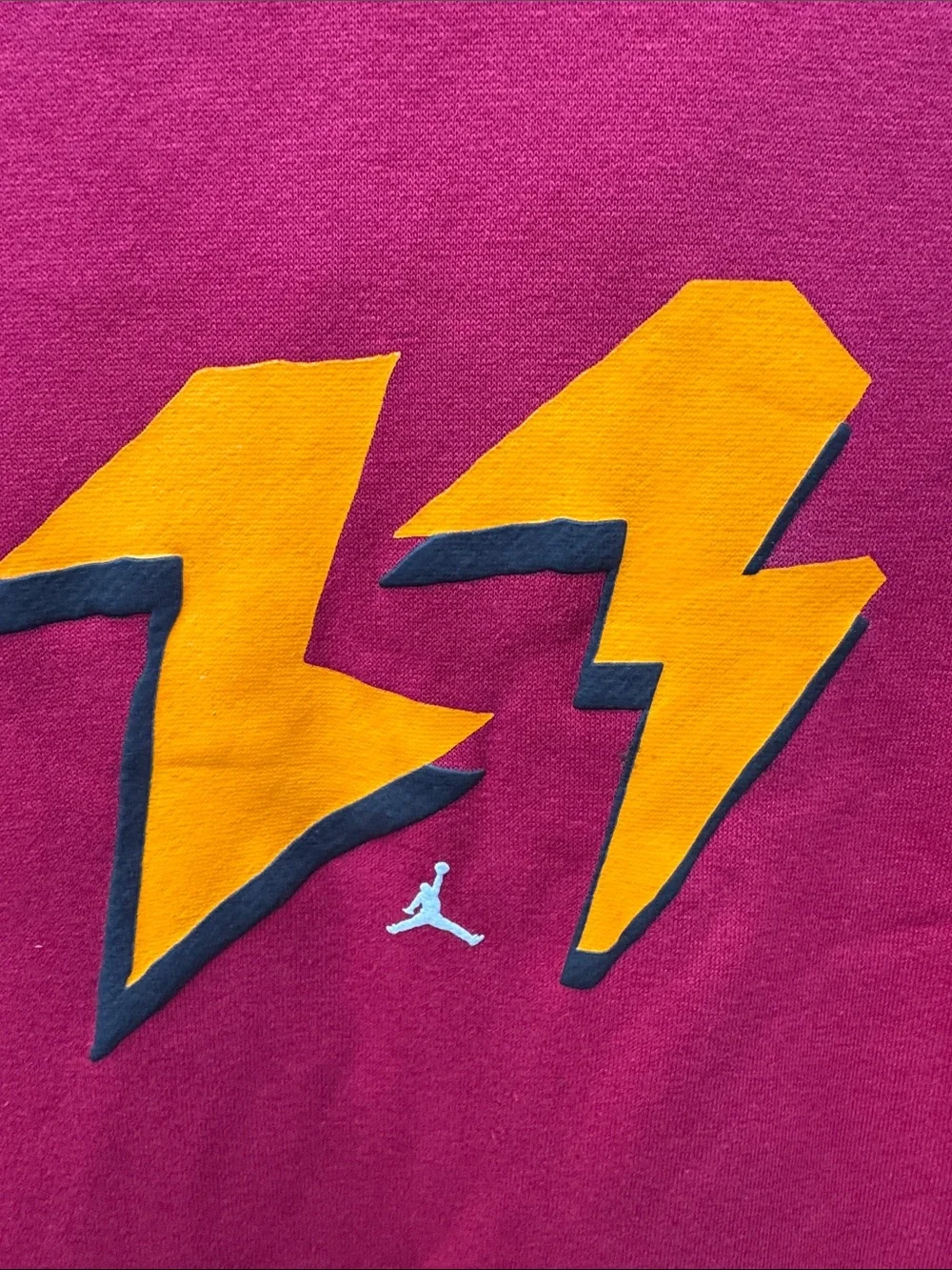 Jordan Red Hoodie with Yellow Lightning Bolt Graphic
